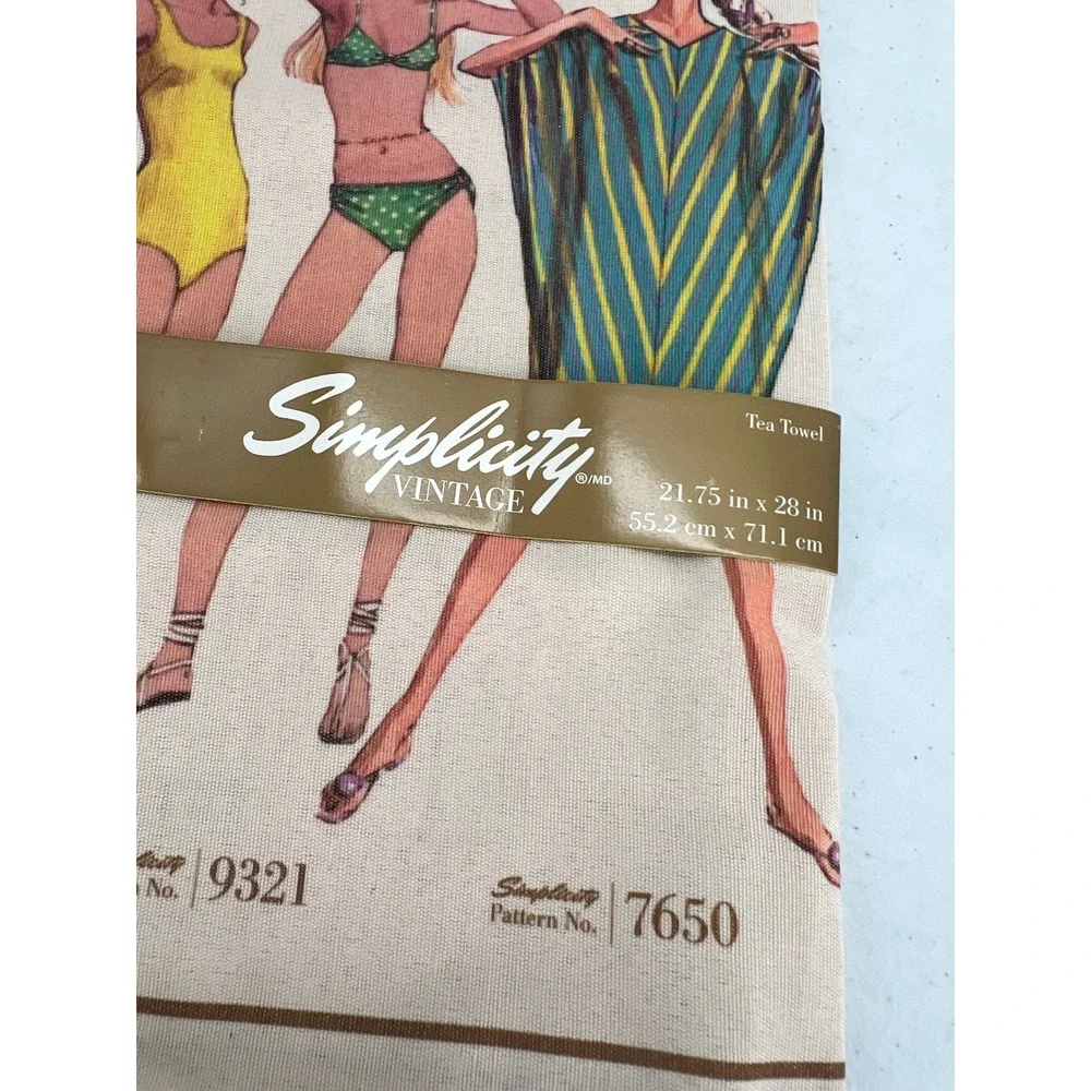 Simplicity Vintage Tea Towel Retro Fashion Patterns 9321 7650 Cream